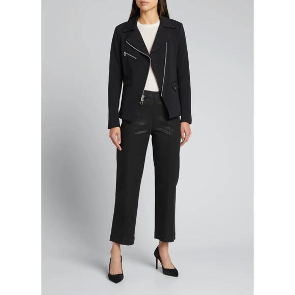 Veronica Beard Hadley Moto Black Jacket with Striped Varsity Dickey Size Small - Picture 16 of 16